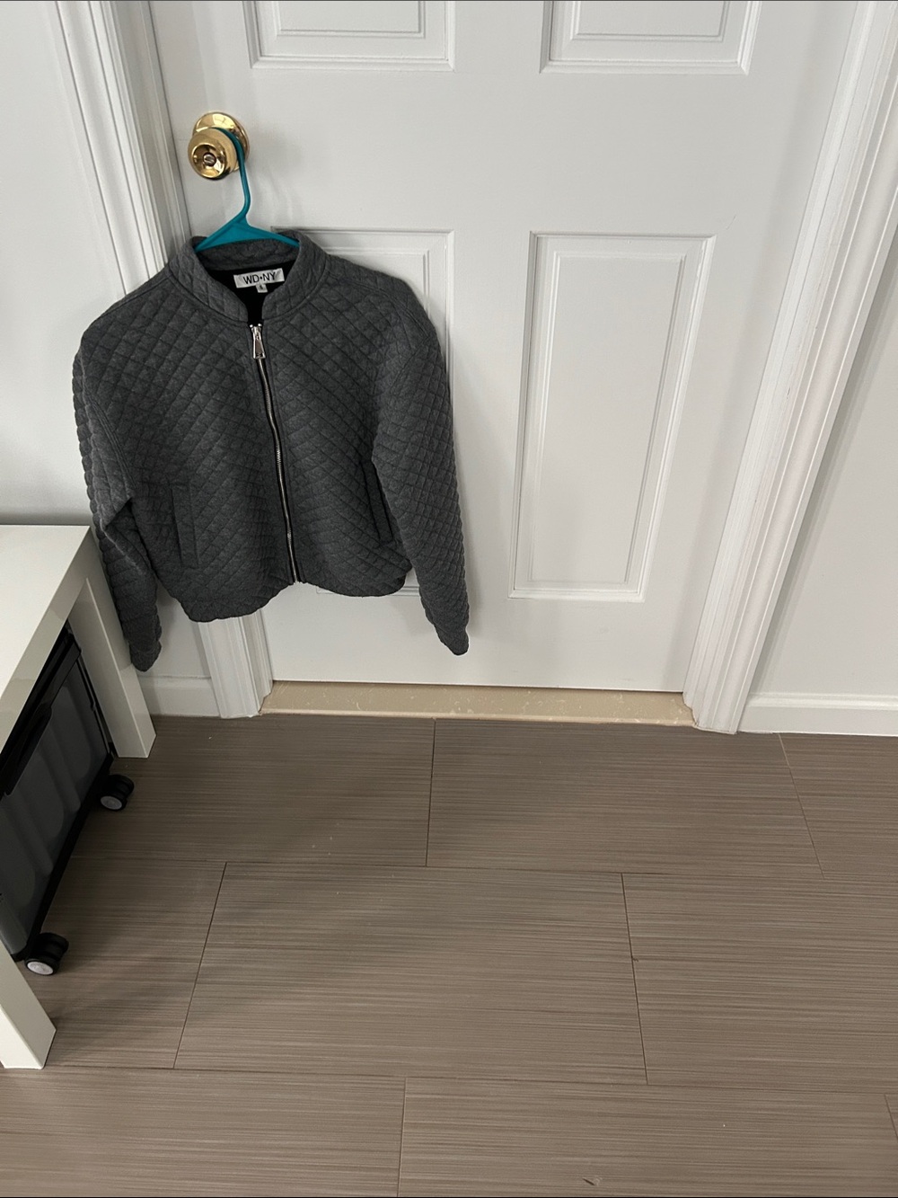 WD.NY Quilted Bomber Jacket in Gray